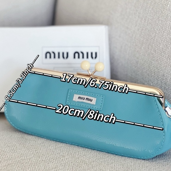 Miu Miu Blue Cosmetic Pouch with Chain - Picture 7 of 7